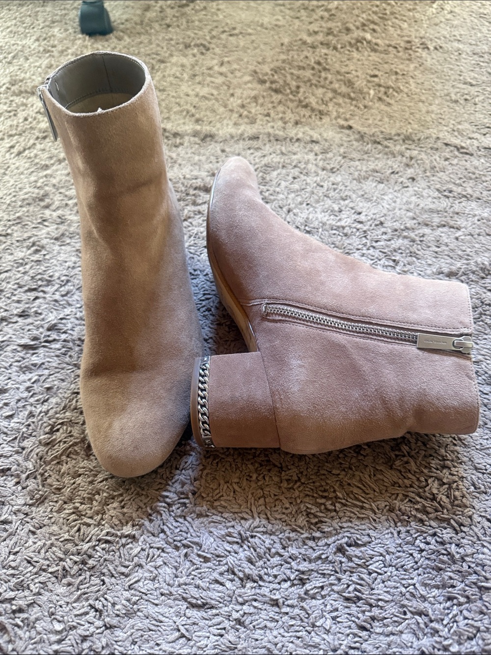 Michael Kors Tan Suede Ankle Boots with Silver Detail